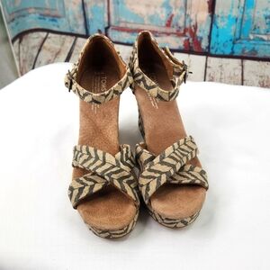 Toms Sierra Zig Zag Zebra Canvas Wedge Heels